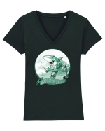 BEACH SHARK Monocrom 3 Tricou mânecă scurtă guler V Damă Evoker