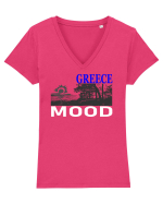 Greece Mood Tricou mânecă scurtă guler V Damă Evoker