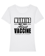 Warning May Talk About Vaccine Tricou mânecă scurtă guler larg fitted Damă Expresser