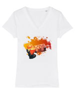 Orange Camera Tricou mânecă scurtă guler V Damă Evoker