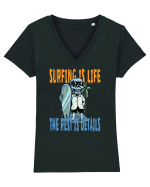 Surfing Is Life The Rest Is Details Tricou mânecă scurtă guler V Damă Evoker