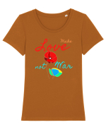 Make Love Not War 6 Tricou mânecă scurtă guler larg fitted Damă Expresser