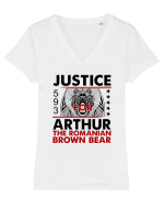 Dreptate pentru Arthur, cel mai mare urs din Romania Tricou mânecă scurtă guler V Damă Evoker