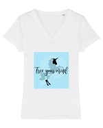 Free Your Mind Tricou mânecă scurtă guler V Damă Evoker