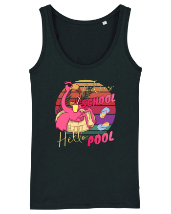 Adios School Hello Pool Teacher Student Life Sunset  Summer Tee Black