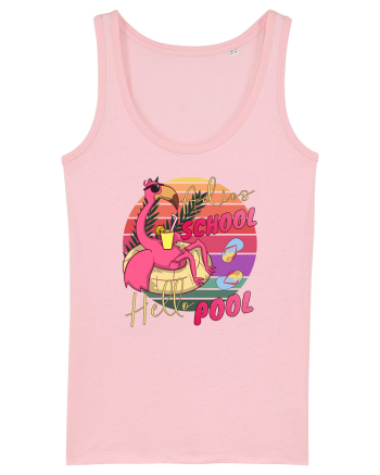 Adios School Hello Pool Teacher Student Life Sunset  Summer Tee Cotton Pink