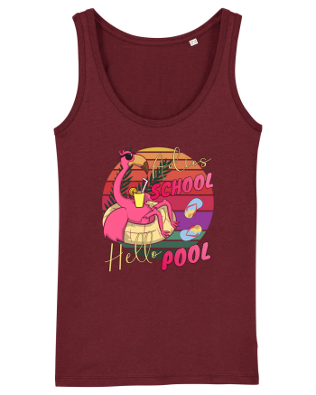 Adios School Hello Pool Teacher Student Life Sunset  Summer Tee Burgundy