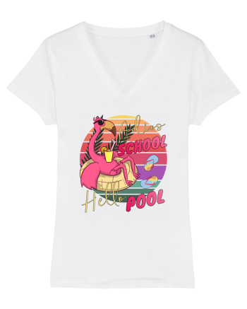 Adios School Hello Pool Teacher Student Life Sunset  Summer Tee White
