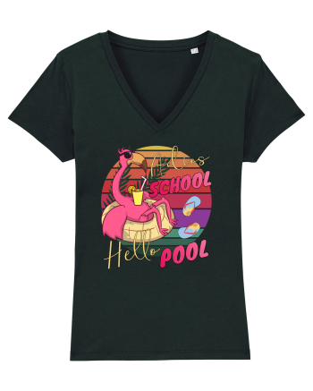 Adios School Hello Pool Teacher Student Life Sunset  Summer Tee Black