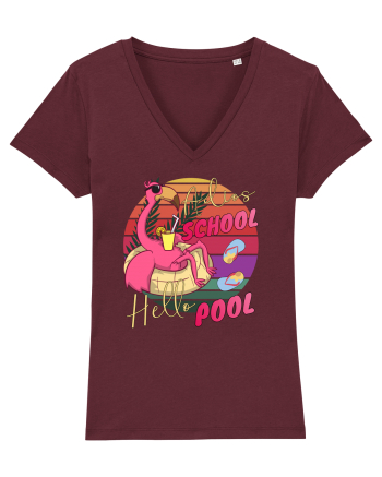 Adios School Hello Pool Teacher Student Life Sunset  Summer Tee Burgundy