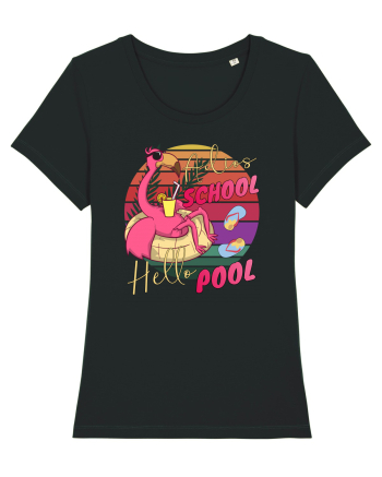 Adios School Hello Pool Teacher Student Life Sunset  Summer Tee Black