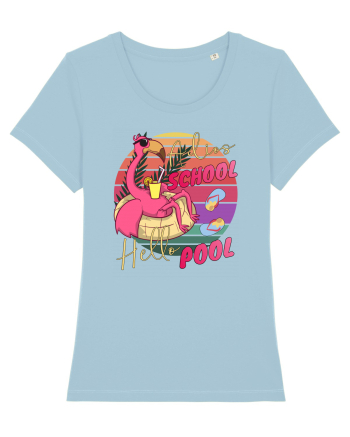 Adios School Hello Pool Teacher Student Life Sunset  Summer Tee Sky Blue