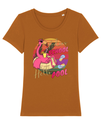 Adios School Hello Pool Teacher Student Life Sunset  Summer Tee Roasted Orange
