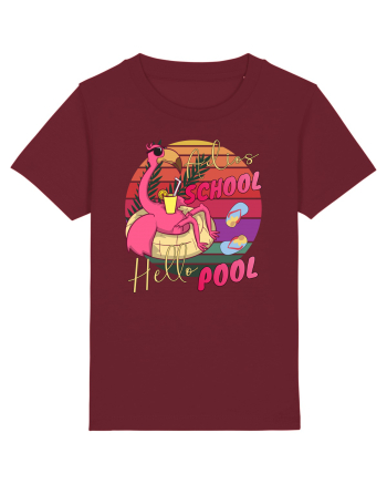 Adios School Hello Pool Teacher Student Life Sunset  Summer Tee Burgundy