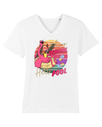 Adios School Hello Pool Teacher Student Life Sunset  Summer Tee White