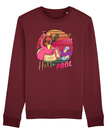 Adios School Hello Pool Teacher Student Life Sunset  Summer Tee Burgundy