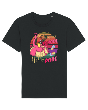 Adios School Hello Pool Teacher Student Life Sunset  Summer Tee Black
