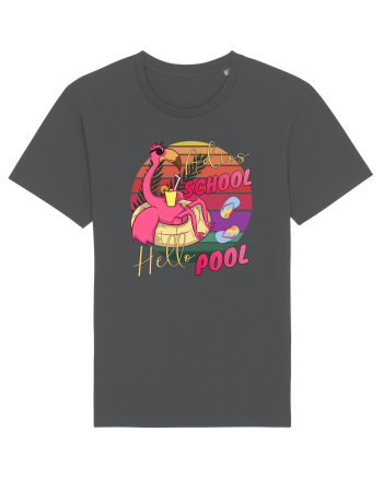 Adios School Hello Pool Teacher Student Life Sunset  Summer Tee Anthracite