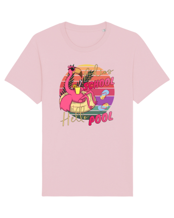 Adios School Hello Pool Teacher Student Life Sunset  Summer Tee Cotton Pink