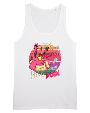 Adios School Hello Pool Teacher Student Life Sunset  Summer Tee White