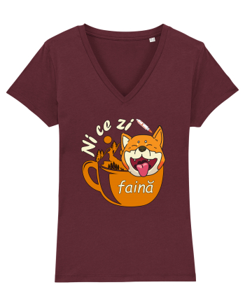 Shiba Inu Caine Cafea Ni Ce Zi Faina Ardelean la Drumetie Burgundy
