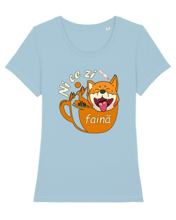 Shiba Inu Caine Cafea Ni Ce Zi Faina Ardelean la Drumetie Sky Blue