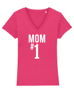 Number 1 mom Tricou mânecă scurtă guler V Damă Evoker