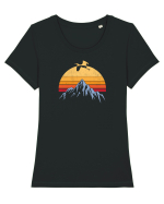 Vintage Mountain View. Tricou mânecă scurtă guler larg fitted Damă Expresser