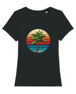 Palm Tree Vintage Tricou mânecă scurtă guler larg fitted Damă Expresser