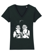 Cat and Dog  Astronauts Tricou mânecă scurtă guler V Damă Evoker