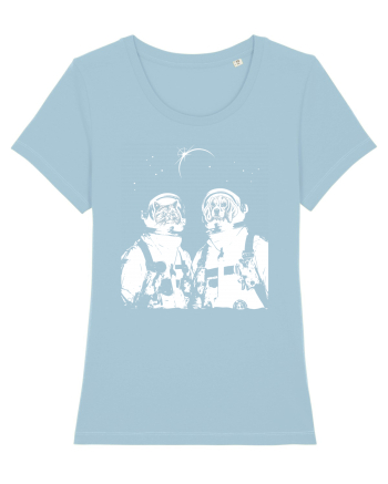Cat and Dog  Astronauts Sky Blue
