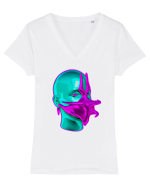 Alien Mask - Mască extraterestră Tricou mânecă scurtă guler V Damă Evoker