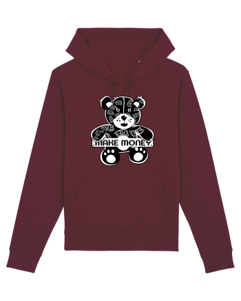 Make Money - Black Teddy Bear Burgundy