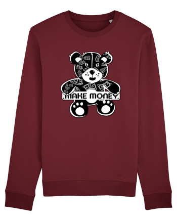 Make Money - Black Teddy Bear Burgundy