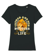 Tata si fiul prieteni pe viata. Father and son buddies for life Tricou mânecă scurtă guler larg fitted Damă Expresser
