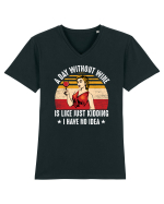 A Day Without Wine I Have No Idea Tricou mânecă scurtă guler V Bărbat Presenter