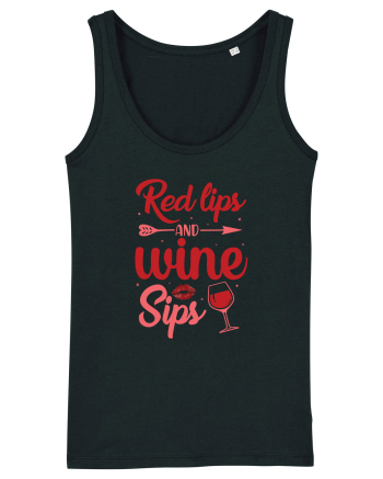 Red Lips And Wine Sips Black