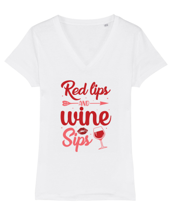 Red Lips And Wine Sips White