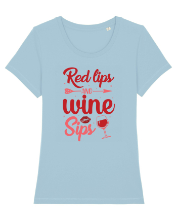 Red Lips And Wine Sips Sky Blue
