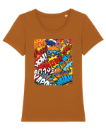 Retro Comic Book Sounds Tricou mânecă scurtă guler larg fitted Damă Expresser