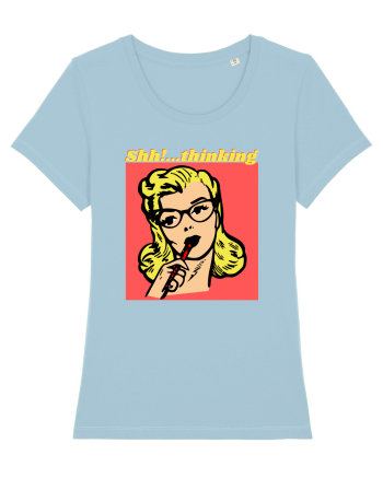 Funny Retro Comic Book Woman Sky Blue