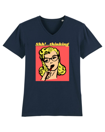 Funny Retro Comic Book Woman French Navy