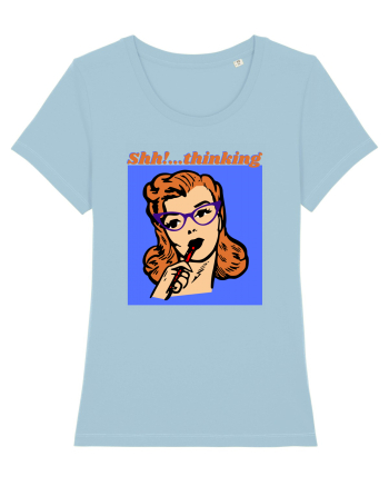 Funny Retro Comic Book Woman Sky Blue