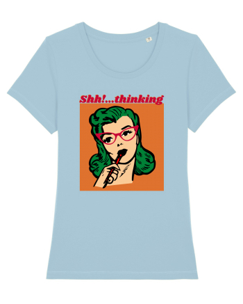 Funny Retro Comic Book Woman Sky Blue