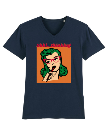 Funny Retro Comic Book Woman French Navy