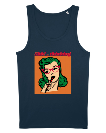 Funny Retro Comic Book Woman Navy