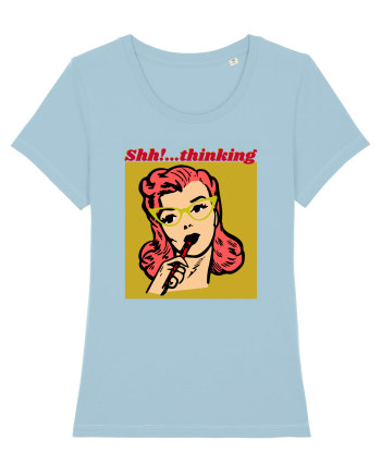 Funny Retro Comic Book Woman Sky Blue