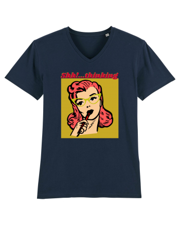 Funny Retro Comic Book Woman French Navy
