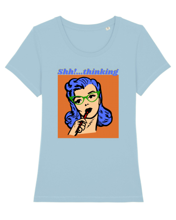 Funny Retro Comic Book Woman Sky Blue