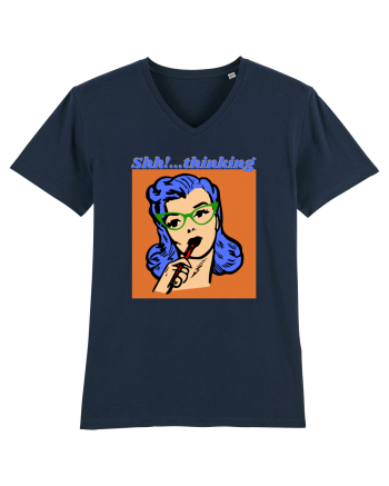 Funny Retro Comic Book Woman French Navy